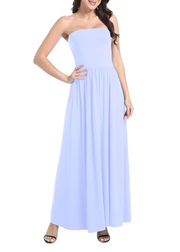 Image of Urban CoCo Summer Strapless Ruched Maxi Dress for Women Sleeveless A Line Flowy Party Wedding Guest Long Dresses