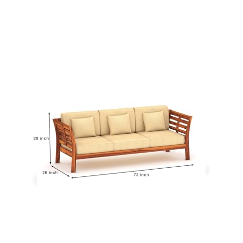 Image of Sheesham Solid Wood Six Seater Sofa Set for Living Room(6 Seater) (Provencial Teak 2)