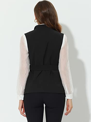 Allegra K Women's Sleeveless Blazer Casual Shawl Collar Belted Work Office Suit Vest Jacket4