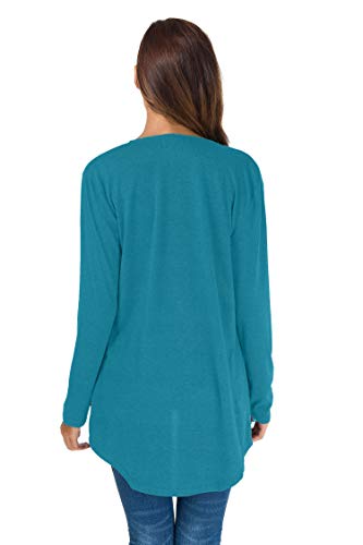 Towncat Cardigans For Women Loose Casual Long Sleeved Open Front Breathable Cardigans With Pockets (Blue-Green, L) #TOP4