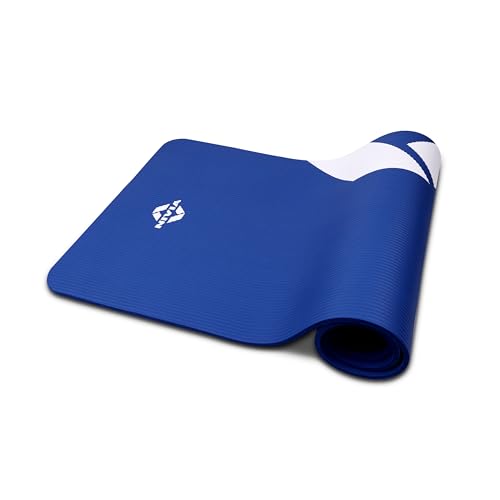 Nivia Flow Yoga Mat for Men/Women, 10mm Yoga Mat With Extra Thickness, Soft rubber cushioning, NBR Yoga mat with Carry Strap for Stretching, Pilates and home workouts, Anti-slip dual texture (Blue)