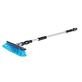 Camco RV Flow-Through Wash Brush - Features an Adjustable Handle, a Standard Garden Hose Connection, and an On/Off Button to Control Water Flow (43633)
