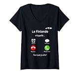 Femme La Finlande M'appelle Faut Que J'y Aille Écran De Téléphone T-Shirt avec Col en V