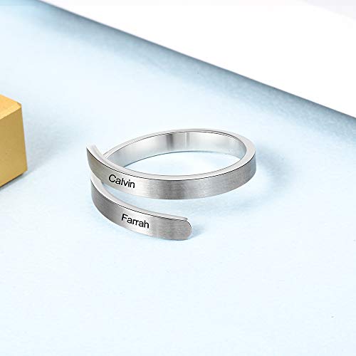 JewelOra Personalized Promise Ring for Her Spiral Name Ring Adjustable Engraved Rings for Women BFF Personalized Gift4