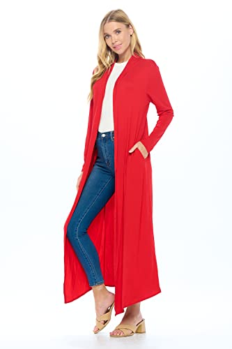 Image of Isaac Liev Maxi Cardigan Duster Sweater - Women's Extra Long Open Front Full Length Lightweight Cardigans Dusters Sweaters