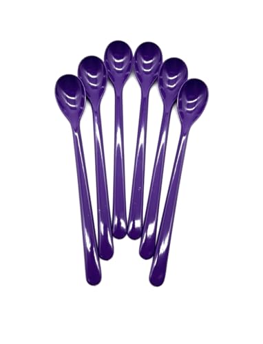 Löffel 18 cm lang, Mehrzwecklöffel Joghurtlöffel Eislöffel Cocktaillöffel 6 Stück im Set, Mehrweg, Kunststoff Plastik, Farbe violett