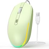 seenda Wired Mouse - USB Computer Mouse Wired with RGB Backlit Optical LED Mouse with Attached USB Cord for Laptops Notebooks Chromebook - Green