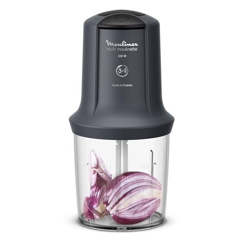 Moulinex Moulinette Hachoir électrique Capacité utile 500 ml 2 vitesses Intuitif Émince Hache Mixe Accessoires compatibles lave vaisselle Fabriqué en France AT711B10