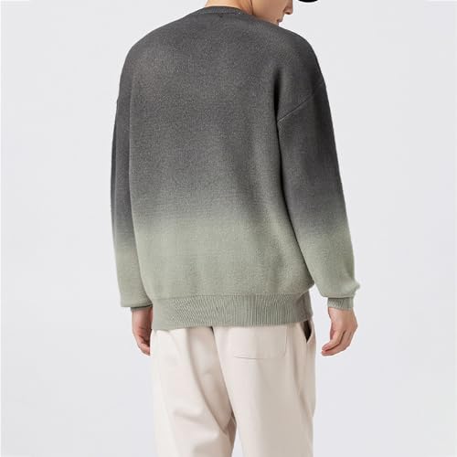 Pull dégradé pour hommes anti-déformation - Pull décontracté à manches longues gris L - 4