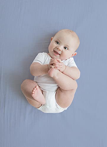 Image of Amazing Baby Cotton Muslin Swaddle Blankets, Set of 3, Watercolor Brushstrokes, Denim, XLarge 46x46 inches