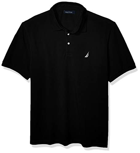 Nautica Men's Short Sleeve Solid Stretch Cotton Pique Polo Shirt, True Black, X-Large