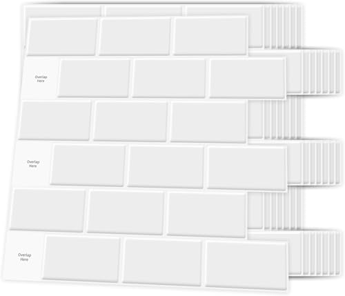 Art3d Lot de 10 autocollants pour carrelage mural - Blanc - Motif métro - Pour cuisine et salle de bain