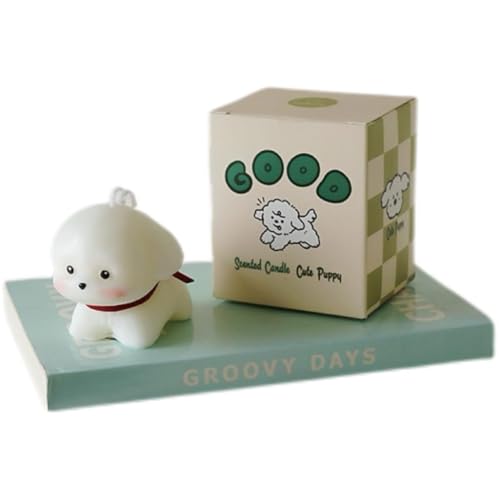 Juego de velas de Navidad, paquete de 4 velas perfumadas, regalos de Navidad, forma de galleta, cera de soja natural, aromaterapia, relleno de calcetines para adultos (Dog02)