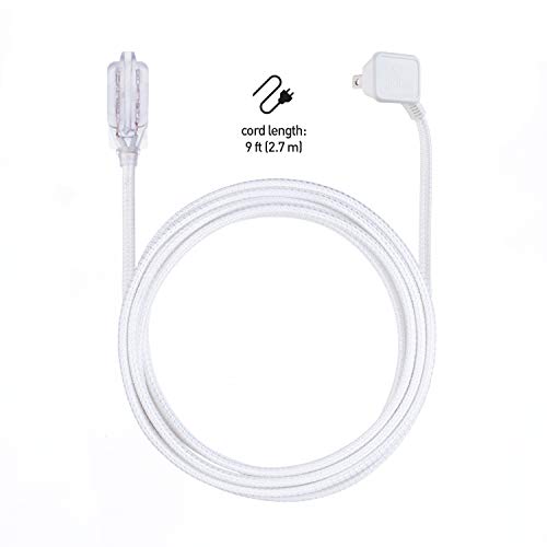 Globe Electric 22811 9-Ft Fabric Extension Cord, 3 Polarized Outlets, Right Angle Plug, 125 Volts, White And Silver, Extension Cord With Multiple Outlets, Multi Plug Outlet, Electrical Outlet #TOP3