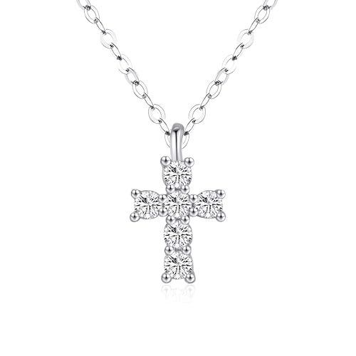 Collier croix en argent sterling 925 et moissanite D VVS1 d'exception