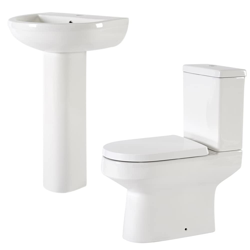Milano White Ballam Close Coupled Toilet Wc Full Pedestal 1 Tap Hole Bathroom Basin Sink