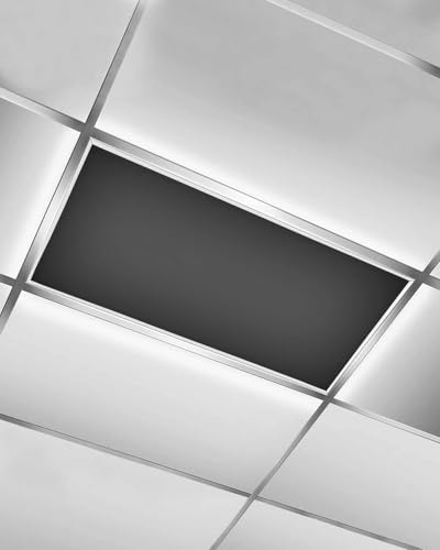 Image of Magnetic Light Cover for Classroom Drop Ceiling,1 Pack 4x2 Ft Fluorescent Light Covers for Office Home Ceiling Light Pure Black Solid Color Lampshade