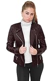 Olivia Miller Womens Faux Leather Zip Up Moto Biker Jacket JK5207S Burgundy XLarge