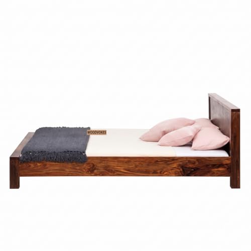 Image of Solid Sheesham Wood Single Bed with Headboard & Footboard | Solid Wooden Cot for Bedroom, Hostel & PG | Modern Design Single Wooden Bed Frame (Mattress Not Included) (Walnut)