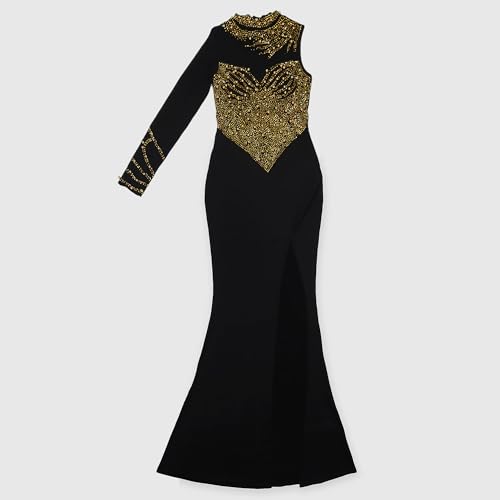 Image of PORRCEY Women's Sexy Elegant Rhinestone Bodycon Dress Hot Drilling Clubwear