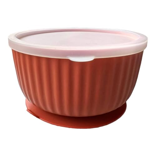 Ciotole per gatti con ventosa 400ml con coperchio in silicone con fondo antiscivolo per cibo e acqua - Ciotola per acqua in silicone per cani di piccola taglia, conigli, gattini (Terracotta)