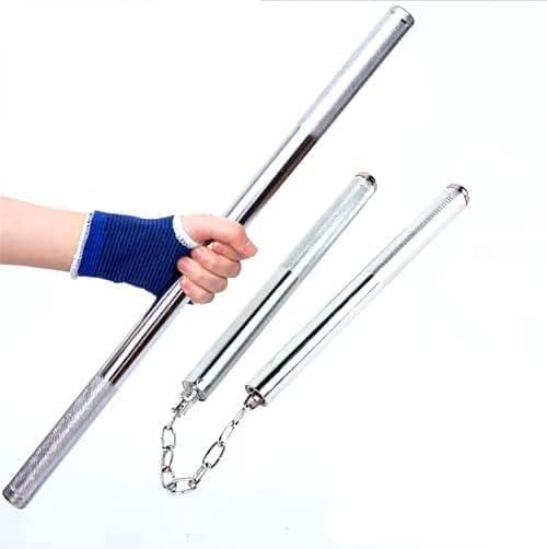 Ciko Nunchaku and Safety Sticks Stainless Steel Iron Two Sticks Nunchaku Training Exercise Short Stick-image-29