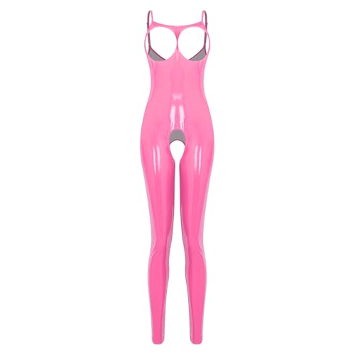 Babydoll nightwear ouvert avec support mamelons et dos nu en cuir verni
