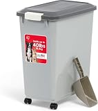 IRIS USA Dog Food Storage Container, Up to 40 lbs, Gray/Dark Gray