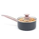 Sleek & Modern Design with Premium Finish: This 2.5QT ceramic nonstick saucepan features a cool grey exterior and elegant rose gold stainless steel handle for a stylish kitchen upgrade. Superior Nonstick Ceramic Coating for Easy Cleanup: Cook with le...