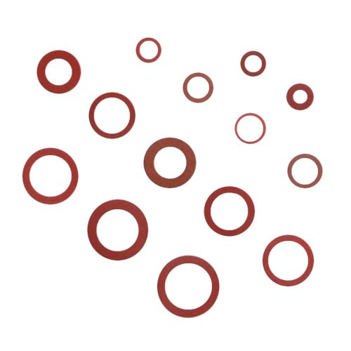 BGTXINGI 150Pcs 14 Größen Fiber Flat Washer Roter Stahl Papier Isolation Flat Washer Isolation Dichtung Spacer Sortiment Kit für Klempner Automobil Allgemeine Reparatur