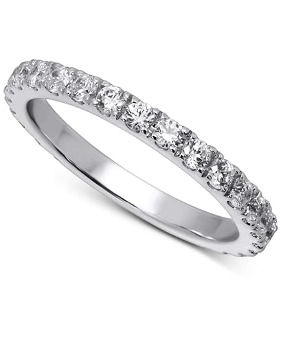 925 Sterling Silver Cz Eternity Band Ring - 14k Silver, Yellow And Rose Gold Plated