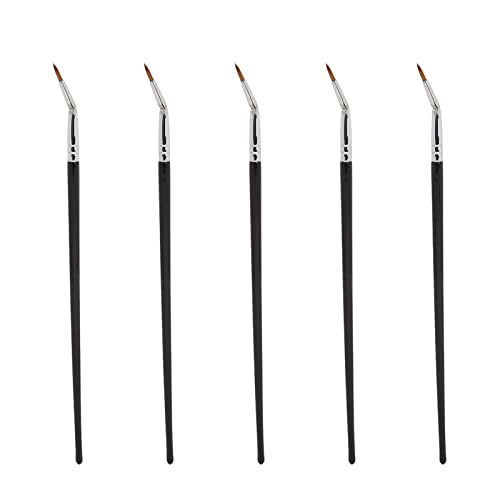 5pcs Pinceau Eyeliner, Pinceau Eyeliner courbé à Angle Fin, Pinceaux Eyeliner Angulaires de Maquillage Multifonctions avec Poignée Ergonomique pour Appliquer le Gel Eyeliner