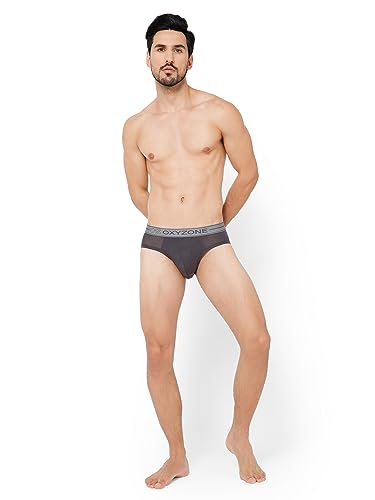 Image of OXYZONE Men's Modal Solid Brief with Sweat-Absorbent & Anti-Odour Fabric, Lightweight, Tag-Free, Breathable Innerwear with Outer Soft Waistband