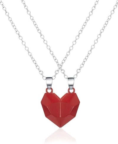 2 Collane Magnetiche A Cuore Spezzato - Regalo Coppia, Acciaio Inox E Pelle, Con Attrazione Magnetica - Foto 4