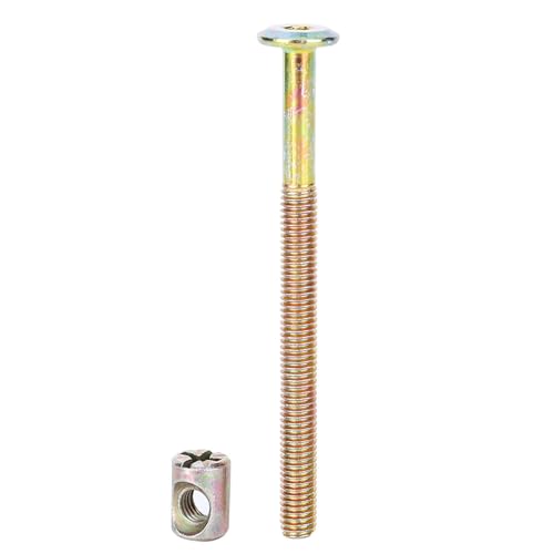 M6 Möbelschrauben 40 mm/ 60 mm/ 80 mm/ 90 mm/ 100 mm, verzinkter Karbonstahl, mit Zylindermuttern, Dübelmuttern, Steckerhalterung, 10 Stück, TRTA000718