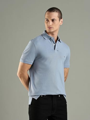 Image of Tommy Hilfiger Solid Regular fit Cotton Polo t-Shirt