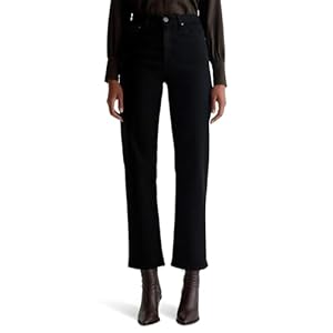 AG Women’s Rian Super High Rise Straight Jeans in Sulfur Black