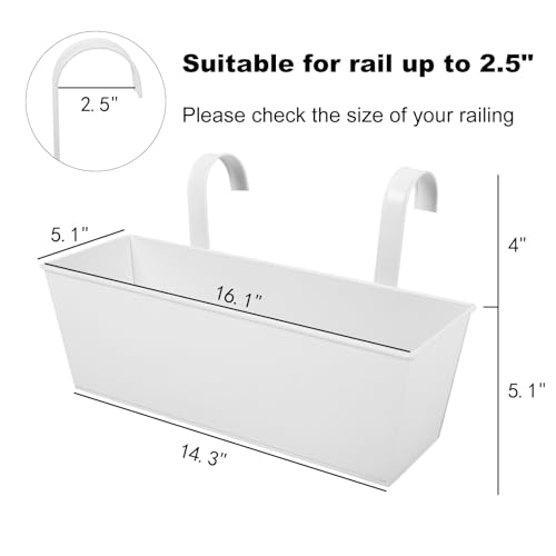 Image of 16 Inch Railing Planters Box Metal Hanging Flower Pot 3 Pcs