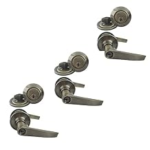 NU-SET 3 x T-E-5-3 + 70053 Tustin 3 Sets of Nuset Keyed Alike Entry Lever Lock/Dead Bolt Combo, Antique Brass