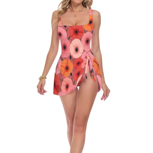 Maillot de bain une pièce rose d'exception aux motifs de fleurs