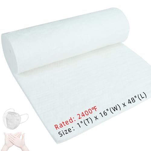 BOKE YOUNG 48"x16"x1" (Thick) Ceramic Fiber Blanket Fireproof Insulation Baffle, 2400°F High-Temperature Resistance, Used in Wood Stove Baffles, Chimneys, Various Stoves, Forge (1 PCS)