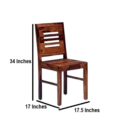 Image of Solid Sheesham Wood Dining Chairs Set of 2 | Solid Wood Dining Chairs | Wooden Study Chairs Set of 2 for Study Room | Wooden Chairs | Set of 2 | Brown Finish