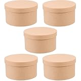 Healeved 5 Pack Round Kraft Paper Cookie Boxes with Lids Cake Boxes Desserts Packaging Containers for Cupcakes, Candy,Muffin and Chocolate, 5.51x5.51x2.95 Inches