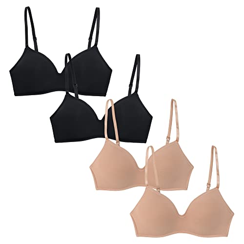 Image of 4 Pack Wirefree Bra - Women's Flexible Soft Foam Wireless No Wire Soft Pad T Shirt Bra Value Pack