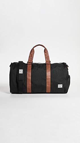 Image of Herschel Novel Duffel Bag, Black /Tan Synthetic Leather, Mid-Volume 33L