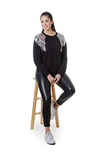 Image of Women's Long Sleeve Sweater with Sequins Patch (Multiple Designs)