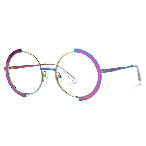 Image of Zeelool Vintage Metal Round Eyeglasses Frame for Women with Non-prescription Clear Lens ZJGM351423