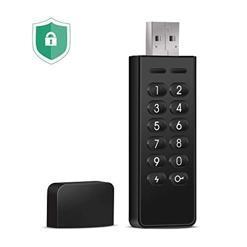 LEPIN Flash Drive Password Protected Hardware Encrypted USB Flash Drive Secure USB Drive Secret with Keypad U Disk Flash for Personal Data Security (Black 32GB)