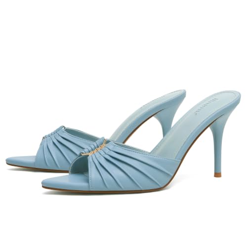 Image of iiimmu 3.5 IN Stiletto Mules Heels with Gold Accents