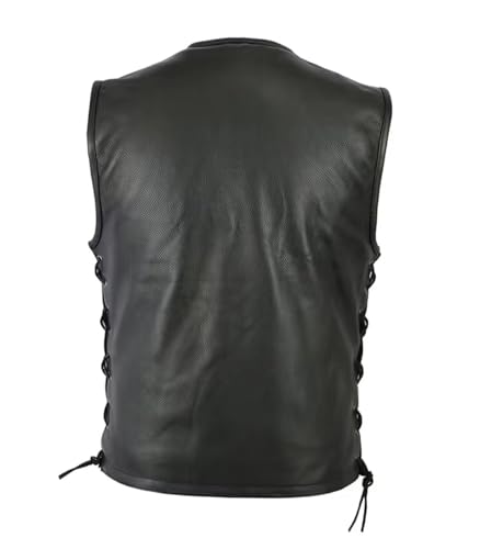 INVACHI Colete de motocicleta masculino de couro sintético sem mangas Harley colete de couro preto p